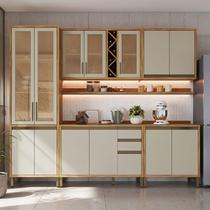 Armário de Cozinha Completa 5 Peças 13 Portas com Vidro e Tampo 100% MDF Barbados Espresso Móveis Armário de Cozinha Completa 5 Peças 13 Portas com Vidro e Tampo 100% MDF Barbados Espresso Móveis
