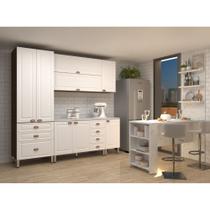 Armário de Cozinha Completa 5 Peças com Tampo e Bancada com Painel Safira Luciane Móveis Armário de Cozinha Completa 5 Peças com Tampo e Bancada com Painel Safira Luciane Móveis