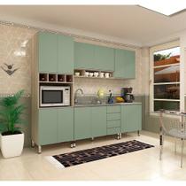 Armário de Cozinha Completa 5 Peças sem Tampo de 120 Legno Crema com Verde Jade Luci Luciane Móveis Armário de Cozinha Completa 5 Peças sem Tampo de 120 Legno Crema com Verde Jade Luci Luciane Móveis
