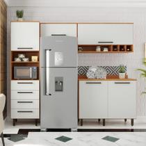 Armário De Cozinha Completa 5 Portas 4 Gavetas Grécia Madeirado/off White