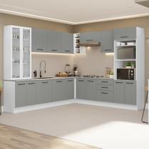 Armário De Cozinha Completa 549cm Branco/cinza Agata Madesa 01 Branco/cinza