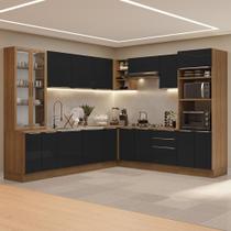 Armário de Cozinha Completa 566cm Rustic/Preto Lux Madesa 01