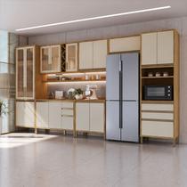 Armário de Cozinha Completa 7 Peças 17 Portas com Vidro e Tampo 100% MDF Barbados Espresso Móveis
