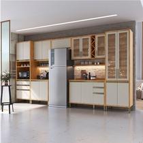 Armário de Cozinha Completa 7 Peças 17 Portas com Vidro e Tampo 100% MDF Barbados Espresso Móveis