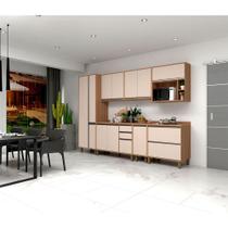 Armário de Cozinha Completa 7 Peças com Tampo Vanilla com Connect Lari Luciane Móveis