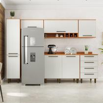 Armário De Cozinha Completa 7 Portas 4 Gavetas Grécia Madeirado/off White