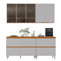 Armário De Cozinha Completa 7 Portas 5 Gavetas Lais Madeirado/Fendi