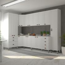 Armário de Cozinha Completa 8 Peças com Tampos Cristal Luciane Móveis