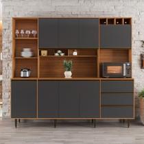 Armário De Cozinha Completa 8 Portas 3 Gavetas Itália Madeirado/grafite