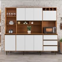 Armário De Cozinha Completa 8 Portas 3 Gavetas Itália Madeirado/off White
