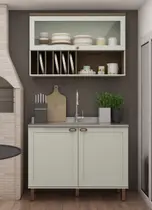 Armário de Cozinha Completa Americana 3 peças Eliza 34 Iluminata Genialflex Armário de Cozinha Completa Americana 3 peças Eliza 34 Iluminata Genialflex