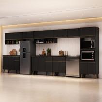Armário de Cozinha Completa Atlanta Mile Carraro Preto Touch