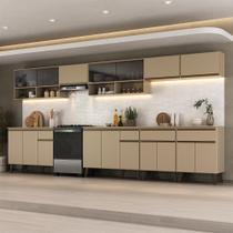 Armário de Cozinha Completa Atlanta Select com Vidro Carraro Amêndoa Armário de Cozinha Completa Atlanta Select com Vidro Carraro Amêndoa