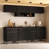 Armário de Cozinha Completa Atlanta Smart Carraro Preto Touch