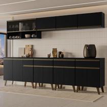 Armário de Cozinha Completa Atlanta Walk com Vidro Carraro Preto Touch Armário de Cozinha Completa Atlanta Walk com Vidro Carraro Preto Touch