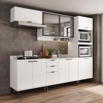 Armário De Cozinha Completa C Balcão Miami Studio Carraro Branco