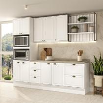 Armário de Cozinha Completa c Balcão Milla Glimmer Carraro Branco Armário de Cozinha Completa c Balcão Milla Glimmer Carraro Branco