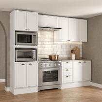 Armário de Cozinha Completa com Armário e Balcão 270cm 4 peças Milla Charm Carraro Branco