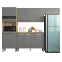 Armário de Cozinha Completa Com Balcão 12 Portas 1 Gaveta 2,50m Versalhes Freijó / Grafite Kit's Paraná