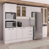 Armário de Cozinha Completa com Balcão Milla Prime Carraro Branco