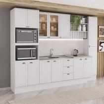 Armário de Cozinha Completa com Balcão Milla Sienna Carraro Branco