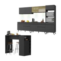 Armário De Cozinha Completa Com Bancada Americana Veneza Multimóveis Mp2199 Preto Preto