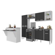 Armário de Cozinha Completa com Bancada Siena Multimóveis MP2040 Branca/Preta