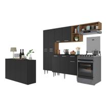 Armário de Cozinha Completa com Buffet/Aparador Paris Multimóveis MP2043 Madeirada/Preta