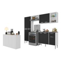 Armário de Cozinha Completa com Buffet/Aparador Siena Multimóveis MP2041 Branca/Preta