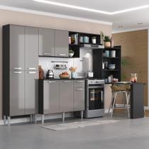 Armário de Cozinha Completa com Mesa Dobrável Paris Multimóveis MP2042 Preta/Lacca Fumê Armário de Cozinha Completa com Mesa Dobrável Paris Multimóveis MP2042 Preta/Lacca Fumê