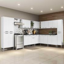 Armário de Cozinha Completa com Tampo 11 peças Xangai Pop Multimóveis Branca Armário de Cozinha Completa com Tampo 11 peças Xangai Pop Multimóveis Branca