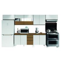 Armário de Cozinha Completa com Vidro Reflecta 11 Portas 2 Gavetas Clara Atacama/Branco Aramóveis