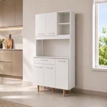 Armário de Cozinha Completa Compacta 5 Portas 1 Gaveta com Balcão MDP Moveis Bonatto