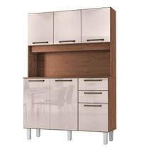 Armário de Cozinha Completa Compacta 6 Portas 2 Gavetas 1,20m Pop Nature / Off White Zanzini - PB ZANZINI E CIA LTDA