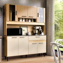 Armário De Cozinha Completa Coral Com 8 Portas E 1 Gaveta Compacto Ripado Off