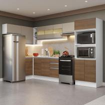 Armário de Cozinha Completa de Canto 100% MDF 447cm Branco/Rustic/Crema Smart Madesa 01 Armário de Cozinha Completa de Canto 100% MDF 447cm Branco/Rustic/Crema Smart Madesa 01