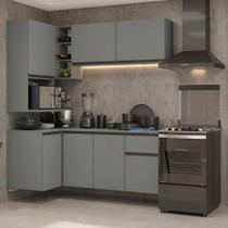 Armário De Cozinha Completa De Canto 265 Cm Suspensa Cinza Nice Madesa 06
