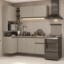 Armário De Cozinha Completa De Canto 265 Cm Suspensa Crema Nice Madesa 06