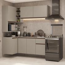 Armário de Cozinha Completa de Canto 265 cm Suspensa Crema Nice Madesa 06 Armário de Cozinha Completa de Canto 265 cm Suspensa Crema Nice Madesa 06