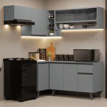 Armário de Cozinha Completa de Canto 325cm Cinza Nice Madesa 04