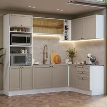 Armário De Cozinha Completa De Canto 399 Cm Branco/crema Vik Madesa 02 Branco/crema