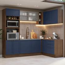 Armário De Cozinha Completa De Canto 399 Cm Rustic-azul Vik Madesa 01 Rustic-azul Armário De Cozinha Completa De Canto 399 Cm Rustic-azul Vik Madesa 01 Rustic-azul