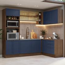 Armário De Cozinha Completa De Canto 399 Cm Rustic-azul Vik Madesa 02 Rustic-azul Armário De Cozinha Completa De Canto 399 Cm Rustic-azul Vik Madesa 02 Rustic-azul