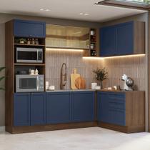 Armário de Cozinha Completa de Canto 399 cm Rustic/Azul Vik Madesa 02