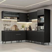 Armário de Cozinha Completa de Canto 445 cm Preto Nice Madesa 01