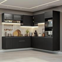 Armário de Cozinha Completa de Canto 445 cm Suspenso Preto Nice Madesa 03
