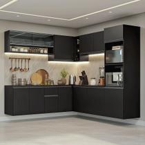 Armário De Cozinha Completa De Canto 445 Cm Suspenso Preto Nice Madesa 04 Preto