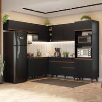 Armário De Cozinha Completa De Canto 472cm Preto 01 Preto