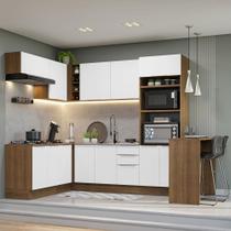 Armário de Cozinha Completa de Canto 489cm Rustic/Branco Stella Madesa Armário de Cozinha Completa de Canto 489cm Rustic/Branco Stella Madesa