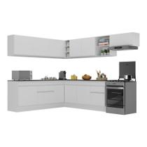 Armário De Cozinha Completa De Canto Com Rodapé V2103 Branco